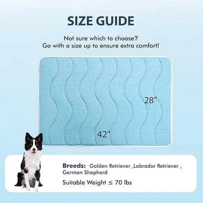MICROCOSMOS 0.8" Thick Cooling Dog Foam Pad & Summer Pet Sleeping Mat, Machine Washable, Materials Safe, Portable Flat Pet Bed for Dogs.(Sky Blue, 42" x 28")