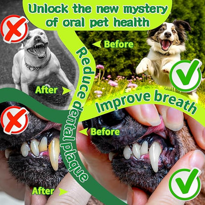 Mimo Style Dog Dental Powder, Dog Teeth Cleaning Powder, Targets Tartar & Reduces Plaque & Bad Breath - Teeth Cleaning Made Easy Eliminate - Meat-Flavored Formulated (Green)