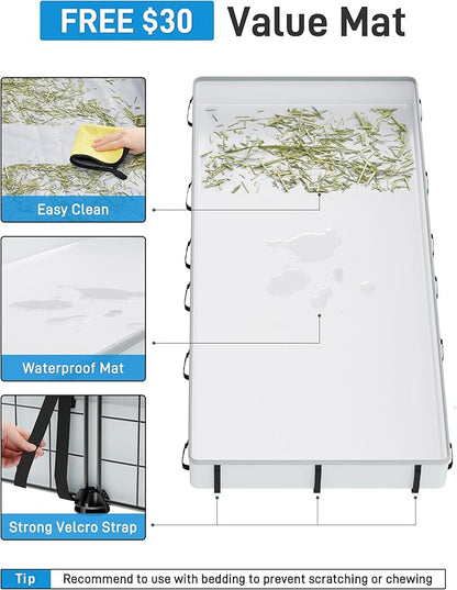 BUCATSTATE Guinea Pig Cages for 2, 20 Panels Guinea Pigs Playpen with Waterproof Mat, Metal Rabbit Cage Indoor for Hedgehogs, Quail, Chickens (56" L x 24" W x 12" H)