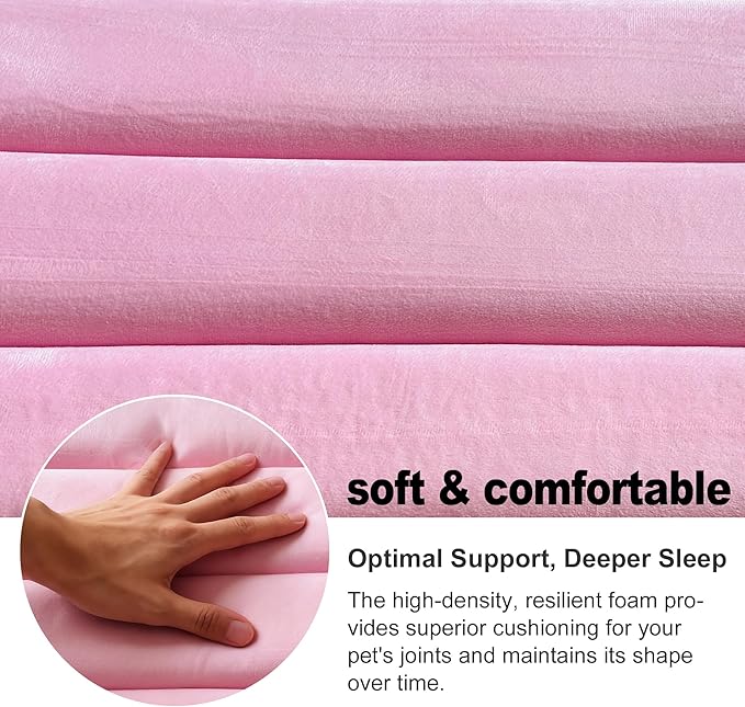 pobopobo Dog Crate Pad, Ultra Soft & Anti-Slip Kennel Mat, Secure Fit for Metal Crates & Dog Cages, Washable Cozy Bed for Extra Small Dogs & Cats (Pink, XS(18"*12"*1.5"))