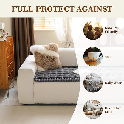 MYSKY HOME Couch Covers for 2 Cushion Sofa, Couch Cover for Dogs, Sofa Covers for Pets Washable, Soft Non-Slip Sofa Slipcovers, Loveseat Couch Covers, Furniture Protector, Dark Grey, 27.6" x 59"