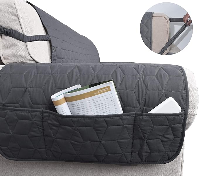 Ameritex Waterproof Nonslip Recliner Cover Christmas Decor Stay in Place, Dog Couch Recliner Cover Furniture Protector for Pets and Kids (Dark Grey, 23'')