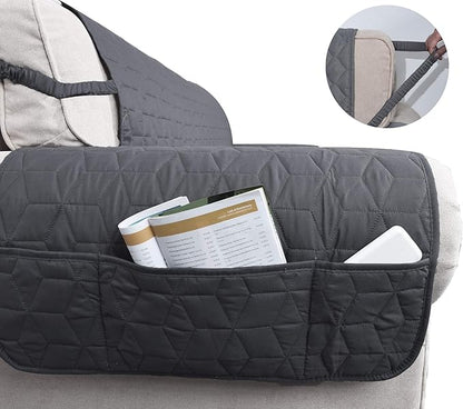 Ameritex Waterproof Nonslip Recliner Cover Christmas Decor Stay in Place, Dog Couch Recliner Cover Furniture Protector for Pets and Kids (Dark Grey, 23'')