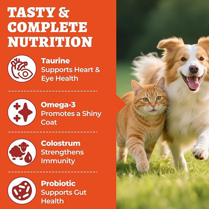Wellix 7.02oz Vitamins Taurine Powder for Dogs&Cats, All-in-One Multivitamin with Colostrum, Itch Relief, Immune Support, Digestive Support, Chicken Flavor Pet Vitamins and Supplements