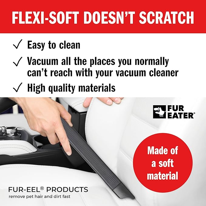 FUR-EEL Vacuum Crevice Tool, Extra Long 18.1 in Flexible Attachment, Fits Round Hoses 1 1/4 and 1 3/8 in (32 and 35 mm), for Car Detailing, Car Seats, Sofas