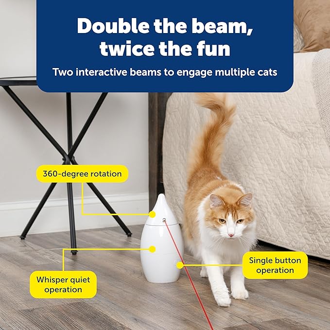PetSafe Zoom Rotating Laser Cat Toy - Encourages Multi-Cat Play - Dual Red Laser Beams - Motion Toy - Whisper Quiet Operation - Battery Operated