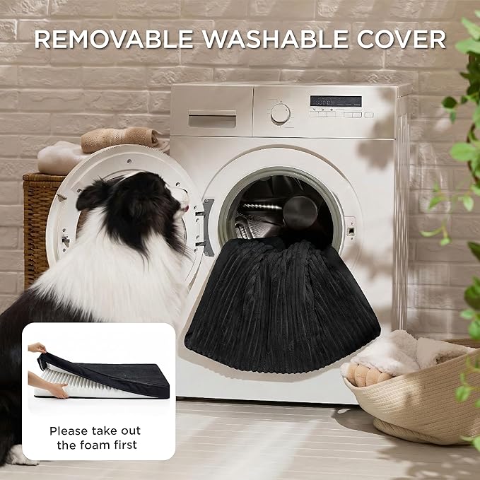 Bedsure ComfyFleece XXL Dog Bed for Crate - Extra Large Orthopedic Pet Beds with Removable Washable Cover, NOT Waterproof Egg Crate Foam Mat, Suitable for Pet Up to 100 lbs, 47x29x4, Not for Chewers