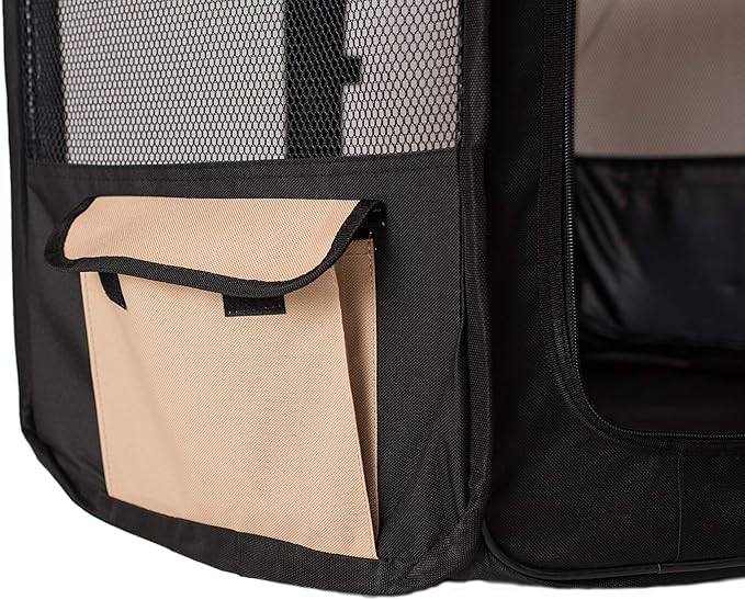 Armarkat Model PP003BGE-M Portable Pet Playpen in Black and Beige Combo, Medium