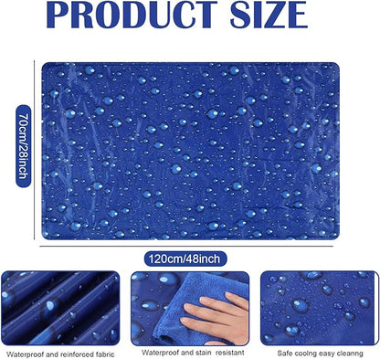 Drydiet Cooling Pad Mat for Sleep Cooling Mattress Pad Gel for Bed, Relieve Pain, Summer Hot Flashes, Adult, Pets, No Water or Electricity Required(Plain,Dark Blue,48 x 28 Inch)