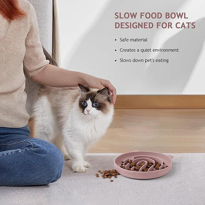 Coomazy Silicone Slow Feeder Dog Cat Bowls, Interactive Puzzle Toy for Pets Food Training, Keeps Dogs Cats Busy, Prevents Puppy Kitty Overeating (Dusty Pink, 1.4Cup)