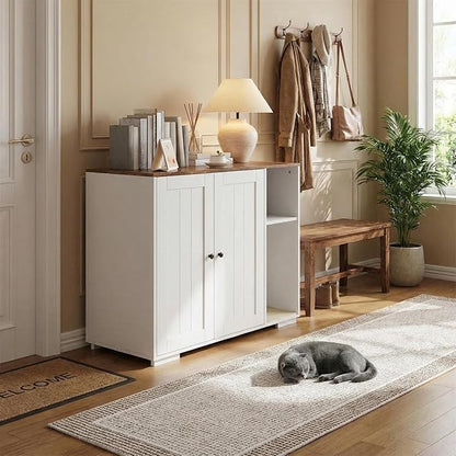 Extra Large Cat Litter Box Enclosure with Scratch Pad, Large Automatic Litter Box Furniture, Dog-Proof Litter Cabinet with Outlet, Space for Cat Stuffs