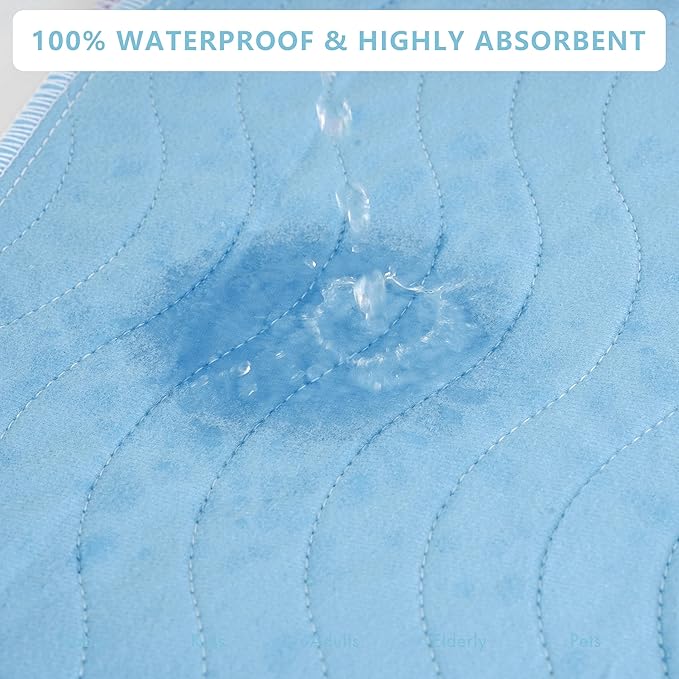 DAHAPYBOO Washable Underpads, 36"x54" 2 Pack Incontinence Bed Pads, Heavy Absorbency Reusable for Elderly, Kids, Adults and Pets, Waterproof Quick Drying for Bed, Sofa, Floor
