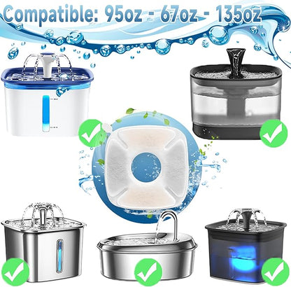 18 Pcs Cat Fountain Filters Replacement Compatible with VEKEN 95oz/2.8L, 67oz/2L, 135oz/4L Pet Fountain