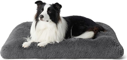 Bedsure Washable Large Dog Bed for Crate, Faux Fur Dog Crate Pad for Large Breed, Plush Soft Comfort Dogs Sleeping Mat, Anti-Slip Pet Kennel Pad, 35" x 23", Dark Grey