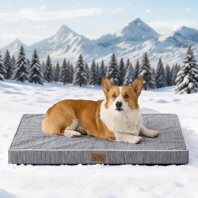 COZY KISS Cooling Dog Bed for Crate, Waterproof Orthopedic Dog Crate Mat with Removable Washable Cover, Egg Crate Foam Support Dog Bed, 36x27x3 Inch,Dark Grey