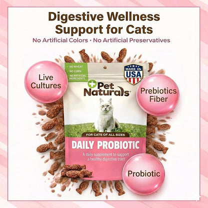 Pet Naturals Daily Probiotic Soft Chews for Cats, Digestive and Immune Support Supplement, 100 Million CFU Per Chew, Duck, 30 Count