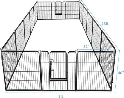 Giantex 40 inch Dog Fence with Door, 16/8 Panels Dog Playpen for Outside Large Dogs, Portable Pet Playpen Fencing Enclosures, Heavy Duty Metal Camping Fences for The Yard (16 Panels, 40 inch)