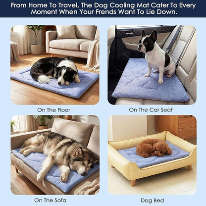 ASENKU Dog Cooling Mat, Portable & Durable Cooling Mat for Dogs, Anti-Slip Breathable Cooling Bed for Medium-Large Dogs 35–60 lbs (Husky, Bulldog, Border Collie), 36x28 inches, Blue Wave