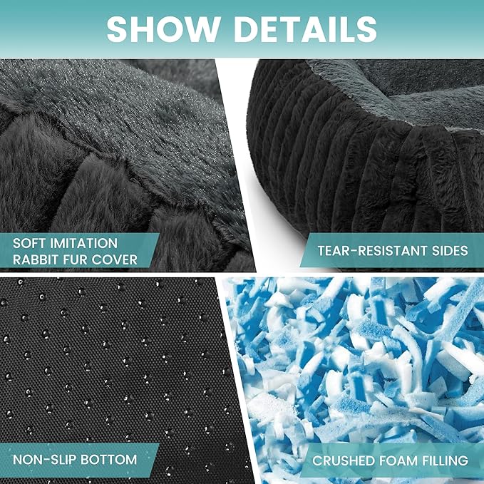 Dog Beds for Large Sized Dogs 35x28 Inch, Comfort-Sided Orthopedic Dog Bed Couch with Breathable Shredded Memory Foam, Faux Rabbit Fur Pet Bed, Non-Detachable, Non-Slip, Machine Washable