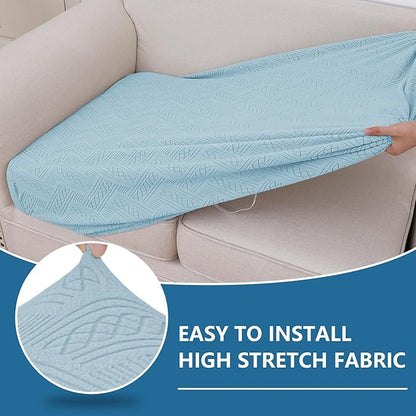 hyha Individual Couch Cushion Covers, Stretch Magic Sofa Seat Cushion Covers Washable, Dog Couch Sofa Slipcover for Pets, Kid with Elastic Bottom(Back Cover L, Lake Blue)
