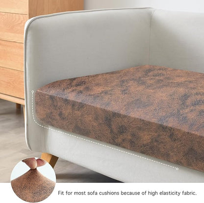 Yates Home PU Leather Couch Sofa Cushion Slipcover Elastic Chair RV Seat Covers Loveseat Slip Cover for Seater Replacement in Living Room(2 Piece Large Sofa Cushion Covers,Brown)