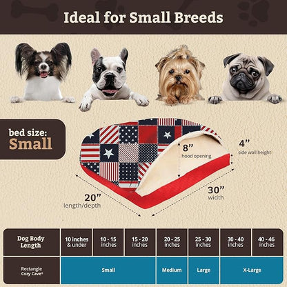 Snoozer Pet Products Luxury Rectangle Cozy Cave, Wag Collection, Small, Starpatch Red Diamond