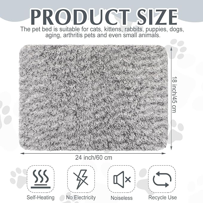 Drydiet 4 Pack Self Warming Cat Pads Self Heating Cat Mat Washable Homeless Dogs Thermal Pads Kennel Pad Reflects Body Heat Warm Crate Bed Mat for Indoor Outdoor Pet(Gray,18 x 24 Inch)