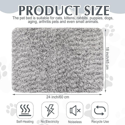 Drydiet 4 Pack Self Warming Cat Pads Self Heating Cat Mat Washable Homeless Dogs Thermal Pads Kennel Pad Reflects Body Heat Warm Crate Bed Mat for Indoor Outdoor Pet(Gray,18 x 24 Inch)