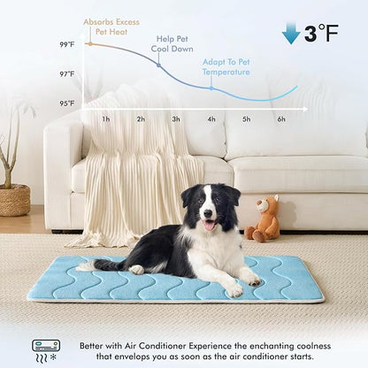 MICROCOSMOS 0.8" Thick Cooling Dog Foam Pad & Summer Pet Sleeping Mat, Machine Washable, Materials Safe, Portable Flat Pet Bed for Dogs.(Grey, 36" x 23")