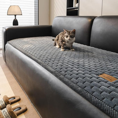 Couch Covers for Dogs Washable, Velvet Dog Couch Cover Protector, Fuzzy Plush Pet Sofa Cover for 3 Cushion Couch, Sofa Covers for Pets(1PC,Dark Grey,27.6"x82.7",3 Seater Sofa Pad Cover)