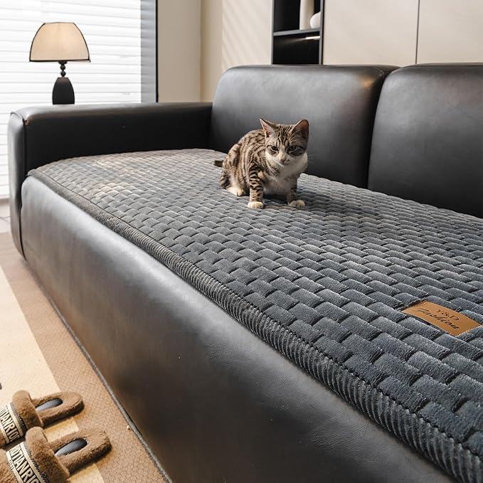 Couch Covers for Dogs Washable, Velvet Dog Couch Cover Protector, Fuzzy Plush Pet Sofa Cover for Loveseat, Sofa Covers for Pets(1,Dark Grey,27.6"x59.1", 2 Seater Sofa Pad Cover)