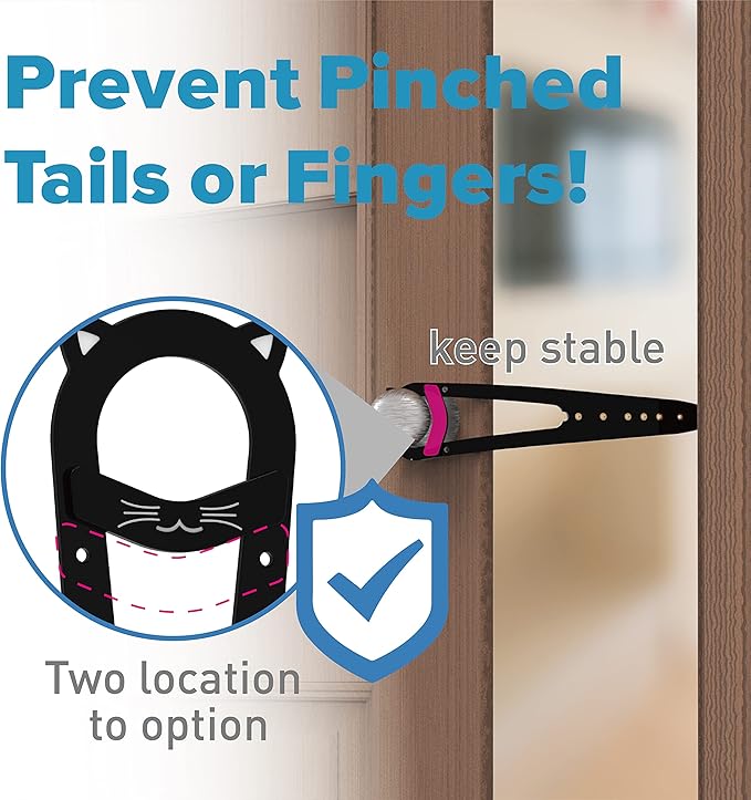 Neobay Cat Door Latch with Stabilizer, 7 Sizes Adjustable Cat Door Holder Latch to Keep Dog Out of Litter Box, No-Drill Economical Alternative of Pet Gates and Interior Pet Door, Black, 4 Packs