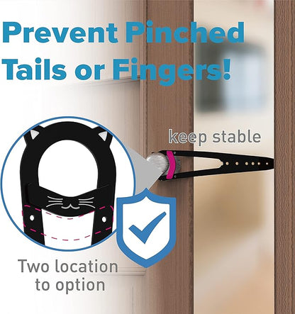Neobay Cat Door Latch with Stabilizer, 7 Sizes Adjustable Cat Door Holder Latch to Keep Dog Out of Litter Box, No-Drill Economical Alternative of Pet Gates and Interior Pet Door, Black, 4 Packs