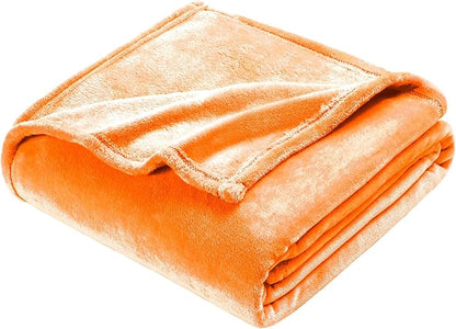 DREAMNINE Super Large Soft Fall Fluffy Fleece Bed Blanket Queen Size 90" x 90", Luxury Decorative Fuzzy Halloween Blanket for Bedroom,Big Cozy Shaggy Warm Flannel Blankets for Winter Autumn Pet,Orange