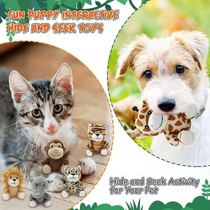 Skylety 7 Pieces Hide and Seek Dog Toys Activity Puppy Chew Squeaky Toys Plush Stuffing Burrow Woodland Stuffing with Squeakers for Small Medium Pets Dogs Puppy Gift(Lovely,Small)