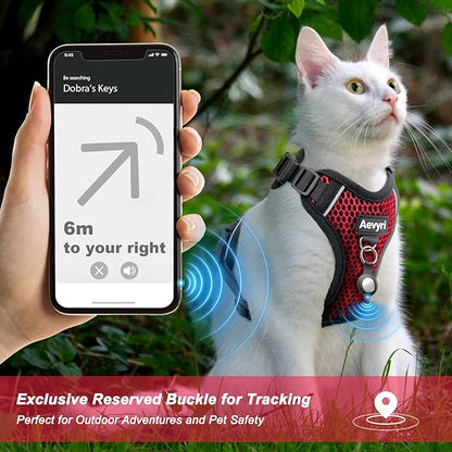 Cat Harness and Leash for Walking Escape Proof Soft Adjustable Cat Leash Breathable Honeycomb Structure Comfortable Vest Easy to Wear Kitten Harness for Outdoor Travel, Honeycomb Red, L