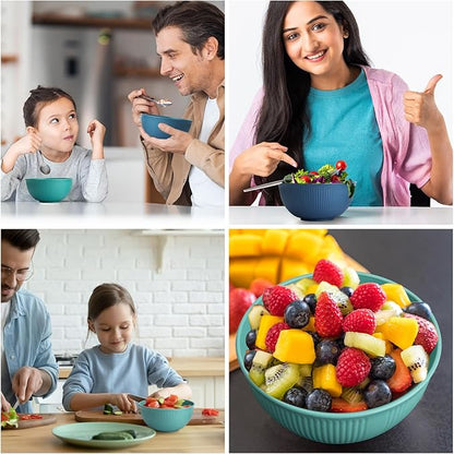 Unbreakable Cereal Bowls 24 oz, Plastic Reusable Light Weight Bowl, Set of 6,Lightweight Bowls Made of Wheat Straw Fiber Ideal for Salad, Soup, Ramen, Noodles, Oatmeal, Rice,Snack