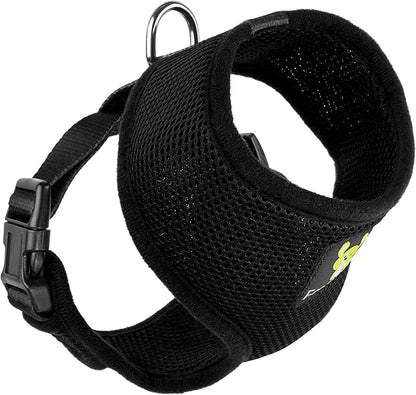 EcoBark Dog Harness - Eco-Friendly Max Comfort Harnesses - Luxurious Soft Mesh Halter - Over The Head Harness Vest- No Pull and No Choke for Puppy, Small Breeds & Medium Dogs (Large, Black)