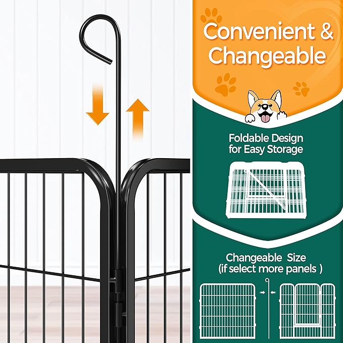 Topeakmart Dog Playpen Outdoor Puppy Exercise Pen Indoor Portable Pet Fence for Yard/RV Camping, 32 Inch 32 Panels