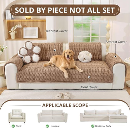 OstepDecor Washable Couch Cover for Dogs, Thick Pet Friendly Sofa Covers, Soft Couch Protector, Paw Cart Sofa Slipcovers, Cushion Protector for Leather, Sectional, Loveseat (35.4" x 70.9", Brown)