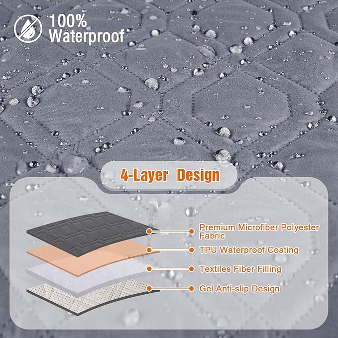 VANSOFY Couch Cover, Waterproof Sofa Covers Washable Slipcover Furniture Protector Couch Seat Covers Non-Slip Couch Cover for Dogs, Pets(Oversized Sofa, Dark Gray)