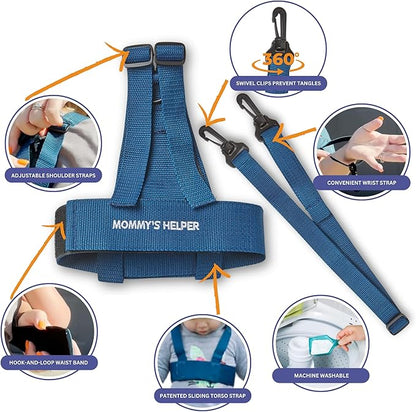 Toddler Leash & Harness for Child Safety - Keep Kids & Babies Close - Padded Shoulder Straps for Children's Comfort - Fits Toddlers w/ Chest Size 14-25.5 Inches - Kid Keeper by Mommy's Helper (Blue)