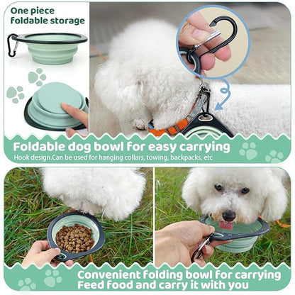 8-in-1 Pet Grooming Kit for Dogs & Cats - Includes Slicker Brush, Nail Clippers, Comb, Scissors, Toothbrush & Collapsible Bowl - Deshedding, Hair Trimming & Care Set, Travel Bag