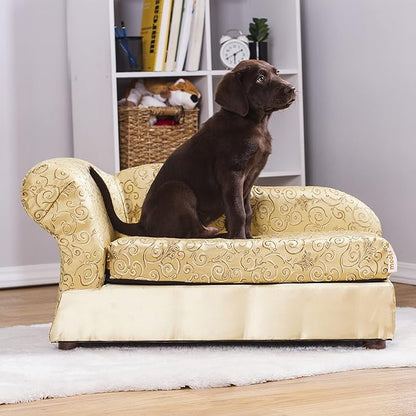 Moots Cleopatra Chaise Lounge Pet Bed, Metallic Gold, Medium, for Dogs and Cats All Medium and Small Breeds