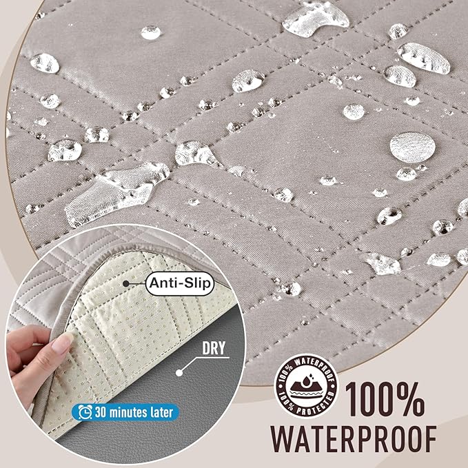 TAOCOCO Waterproof Loveseat Covers for Pets Dogs with Non Slip Backing, Sofa Seat Covers with Side Pocket for 2 Cushion Couch Washable Dog Couch Cover Protector Sofa Slipcovers(Loveseat, Cream)