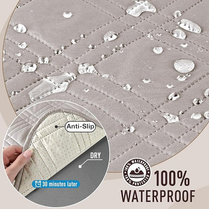 TAOCOCO Waterproof Loveseat Covers for Pets Dogs with Non Slip Backing, Sofa Seat Covers with Side Pocket for 2 Cushion Couch Washable Dog Couch Cover Protector Sofa Slipcovers(Loveseat, Cream)