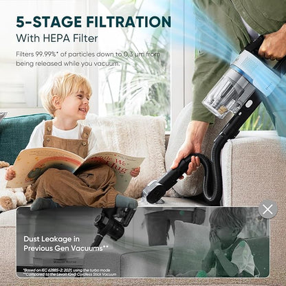 LEVOIT AERO Cordless Vacuum with Auto-Empty Station, HyperPulse Technology, Anti-Tangle Brush, 5-Stage Filtration, HEPA Filter, Up to 70 Minutes, Powerful Suction for Pet Hair, Carpet, Hard Floor