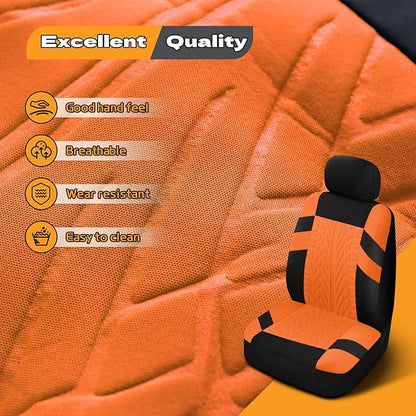 2PCS Car Front Seat Cover with 2 Headrest Covers, Breathable Waterproof Seat Covers for Front Seats, Universal Seats Cover Protector Car Accessories for Most Vehicles (Orange)