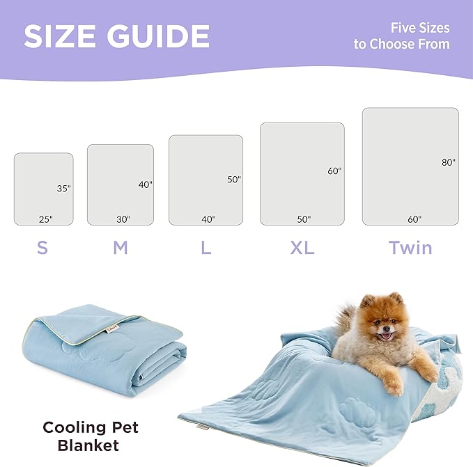 LE SURE Premium Cooling Blankets for Medium Dogs - Washable Dog Cooling Throw Blanket with Q-MAX>0.4，Durable Self Cooling Pet Mat for Cat, Soft Cooling Summer Blanket for Hot Weather, Blue, 30x40