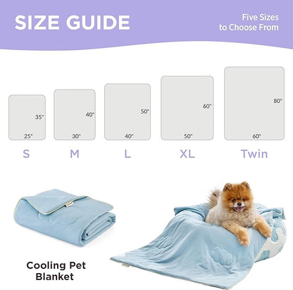 LE SURE Premium Cooling Blankets for Medium Dogs - Washable Dog Cooling Throw Blanket with Q-MAX>0.4，Durable Self Cooling Pet Mat for Cat, Soft Cooling Summer Blanket for Hot Weather, Blue, 30x40